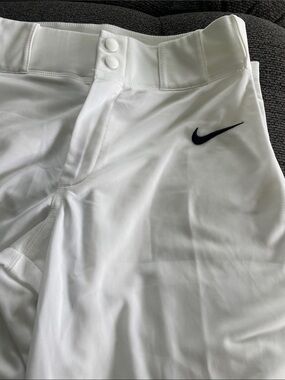 Nike White Baseball Pants with Black Swoosh Accent